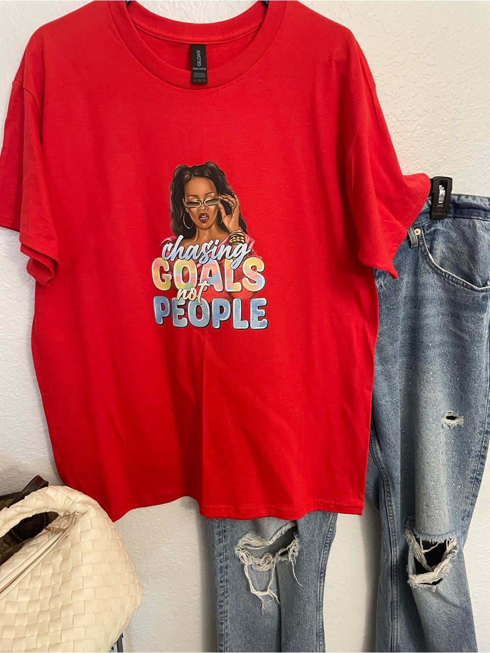 Chasing Goals Not People Red Graphic Tee